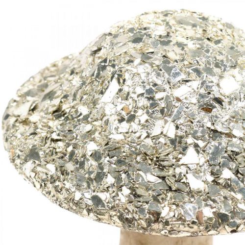 Floristik24 Fungo decorativo in legno fungo in legno con motivo a mosaico dorato H17cm