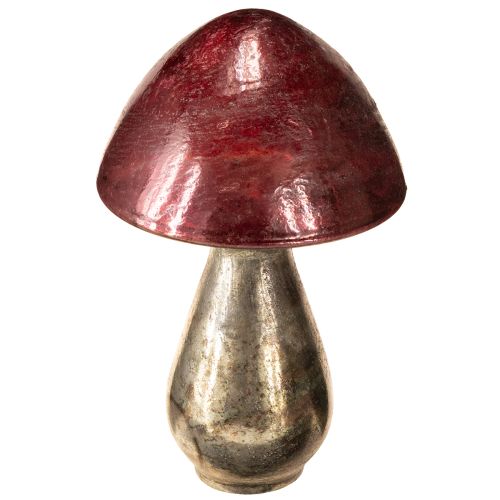 Floristik24 Fungo decorativo rosso grande decorazione autunnale in vetro Ø14cm H23cm