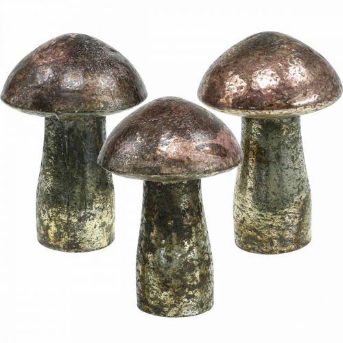 Floristik24 Funghi decorativi vetro rosa decorazione da tavola autunno Ø6,5 cm H10 cm 3 pezzi