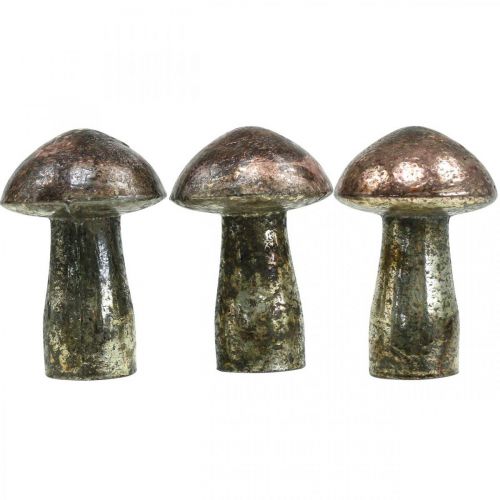 Floristik24 Funghi decorativi vetro rosa decorazione da tavola autunno Ø6,5 cm H10 cm 3 pezzi