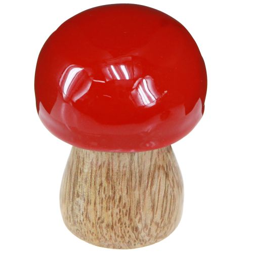 Prodotto Funghi decorativi in legno laccato rosso funghi champignon H5cm Ø4cm 6 pezzi