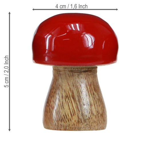 Prodotto Funghi decorativi in legno laccato rosso funghi champignon H5cm Ø4cm 6 pezzi