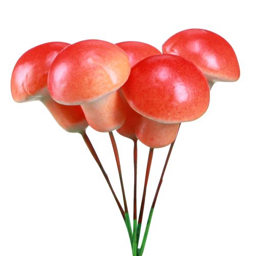 Floristik24 Funghi decorativi su filo rosso decorazione autunnale da incollare 7 cm 24 pz