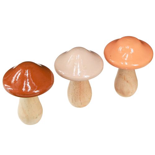 Prodotto Funghi decorativi in legno marrone beige arancione Ø7,5 cm H10 cm 3 pz