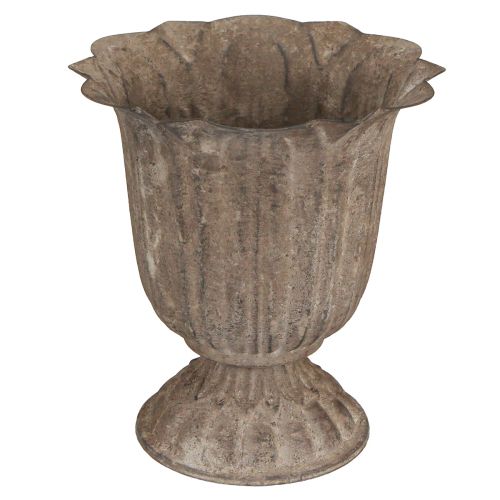 Trofeo decorativo vaso per piante dall&#39;aspetto antico grigio marrone Ø15cm H16cm