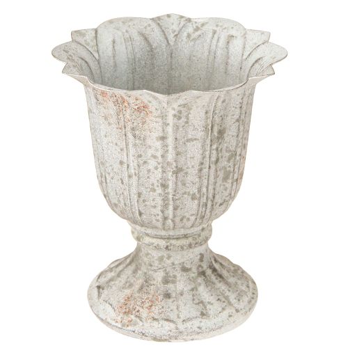 Floristik24 Trofeo decorativo calice in metallo aspetto vintage grigio bianco H14,5cm