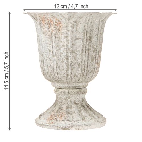 Prodotto Trofeo decorativo calice in metallo aspetto vintage grigio bianco H14,5cm