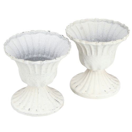 Coppa Decorativa Shabby Chic Calice Bianco Ø8cm H8,5cm 2pz