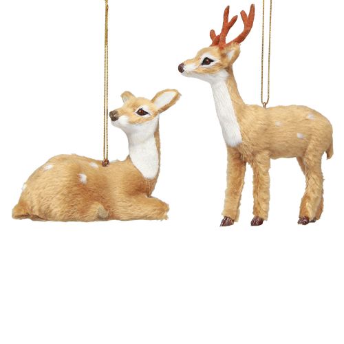 Cervo decorativo natalizio da appendere H11,5 cm / 7,5 cm 2 pezzi