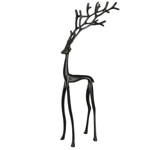 Floristik24 Figura decorativa in metallo renna decorativa in nero 15 cm x 8 cm x 53 cm