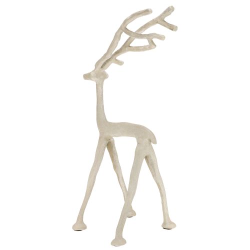 Prodotto Figura decorativa in metallo a forma di renna, effetto argilla grigia, altezza 35 cm