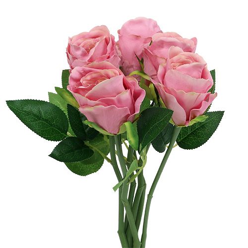 Floristik24 Rosa decorativa Ø6cm rosa L30cm 6 pezzi