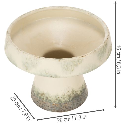 Ciotola decorativa in ceramica, color crema grigio-verde, Ø20cm, H16cm | Floristik24.it