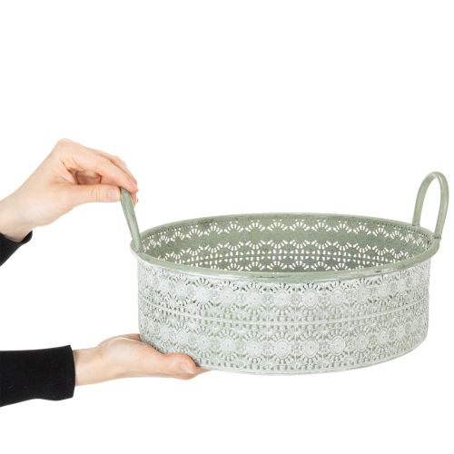 Prodotto Ciotola decorativa in metallo con manici, vaso vintage, set da 3