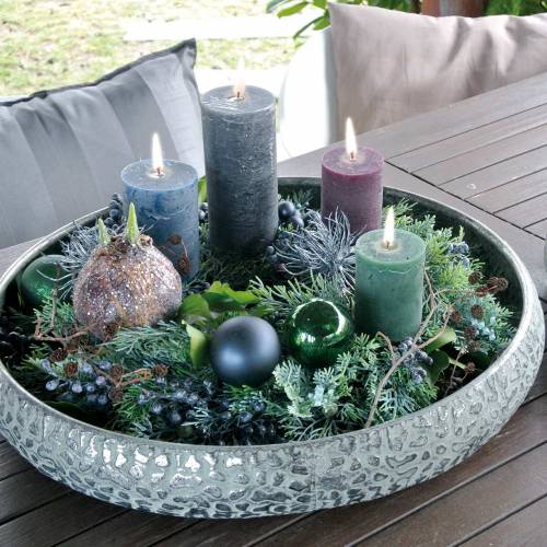 Floristik24 Ciotola decorativa zinco argento antico Ø40 / 50cm set di 2