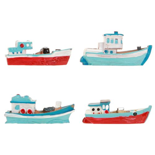 Prodotto Decorazione da tavolo in stile marittimo blu e rosso a forma di barca, 5 cm, 8 pezzi