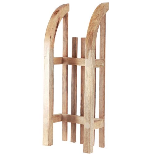 Prodotto Slitta decorativa in legno naturale decorazione da tavolo invernale in legno di mango 60×23×15 cm