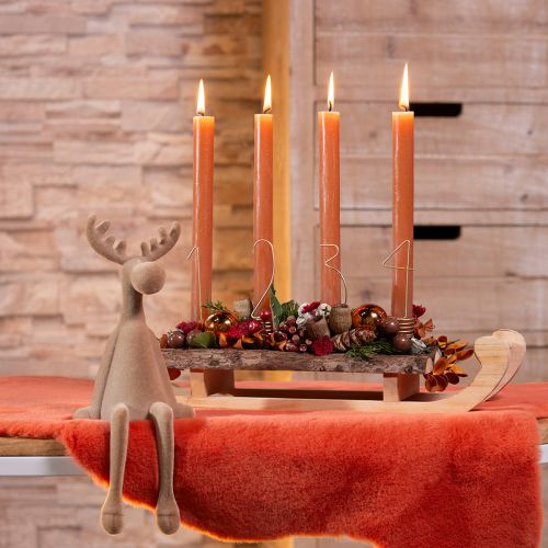 Prodotto Slitta decorativa in corteccia di legno 4 portacandele 40×12,5 cm