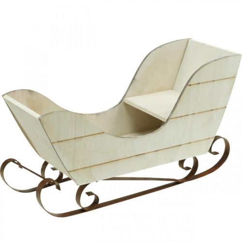 Slitta decorativa in legno Slitta natalizia naturale 36×13×21 cm