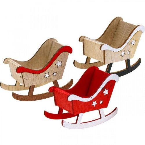 Floristik24 Slitta decorativa slitta natalizia in legno rosso bianco 9 pezzi