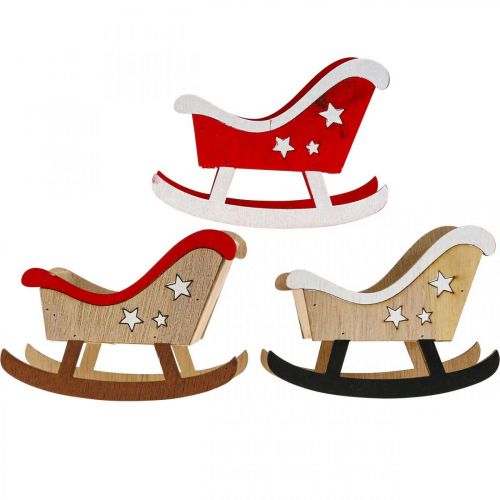 Floristik24 Slitta decorativa slitta natalizia in legno rosso bianco 9 pezzi