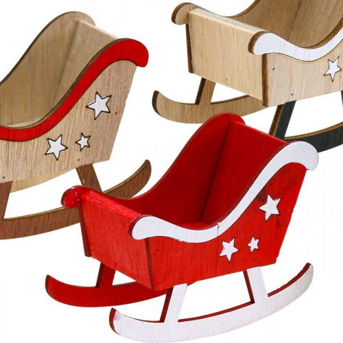 Floristik24 Slitta decorativa slitta natalizia in legno rosso bianco 9 pezzi