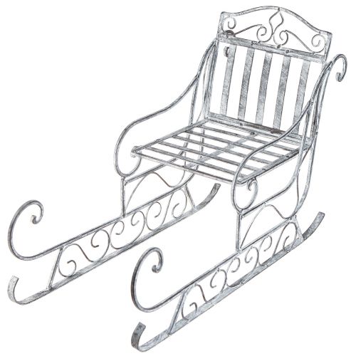 Floristik24 Slitta decorativa in metallo lavato bianco 47×21×32,5 cm