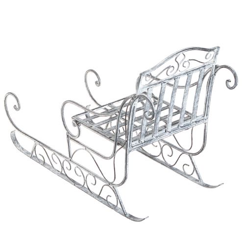 Floristik24 Slitta decorativa in metallo lavato bianco 47×21×32,5 cm