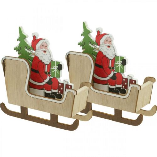 Floristik24 Slitta decorativa con slitta natalizia di Babbo Natale 10 cm 2 pezzi