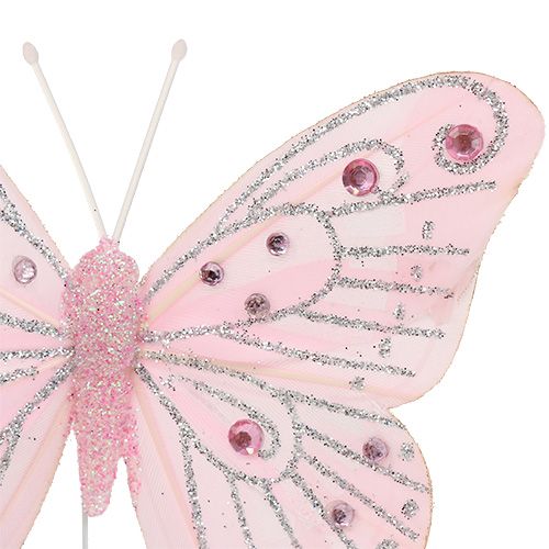 Prodotto Farfalla Deco Rosa con mica 10,5 cm 3 pezzi