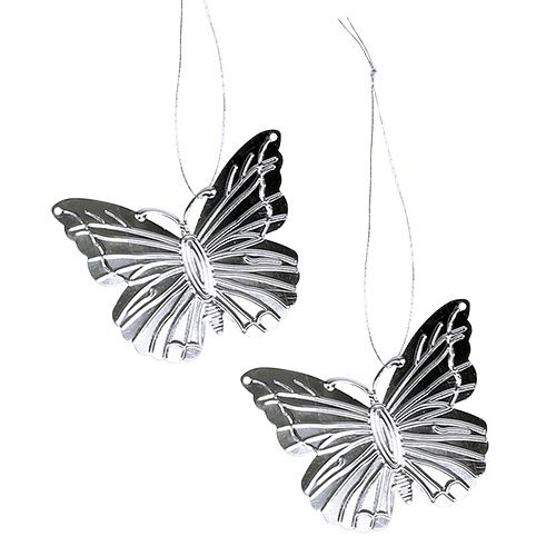 Floristik24 Farfalle decorative da appendere argento 5cm 36 pezzi