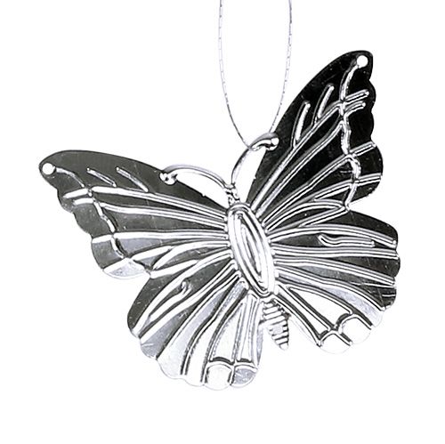 Floristik24 Farfalle decorative da appendere argento 5cm 36 pezzi