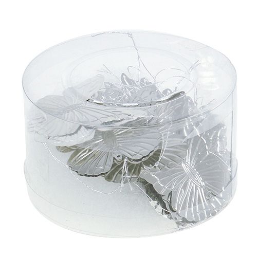 Floristik24 Farfalle decorative da appendere argento 5cm 36 pezzi