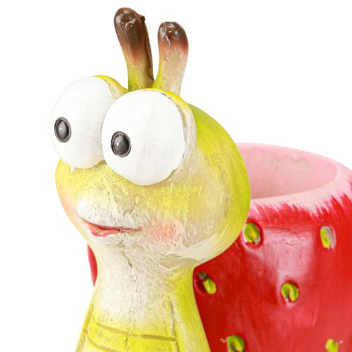 Prodotto Vaso decorativo a forma di lumaca in ceramica verde e rosso fragola 15,5 cm
