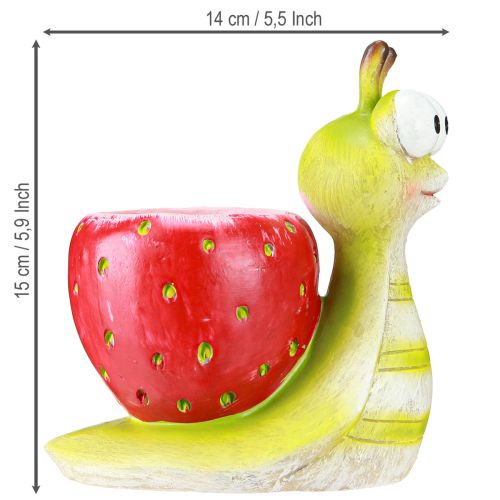 Prodotto Vaso decorativo a forma di lumaca in ceramica verde e rosso fragola 15,5 cm
