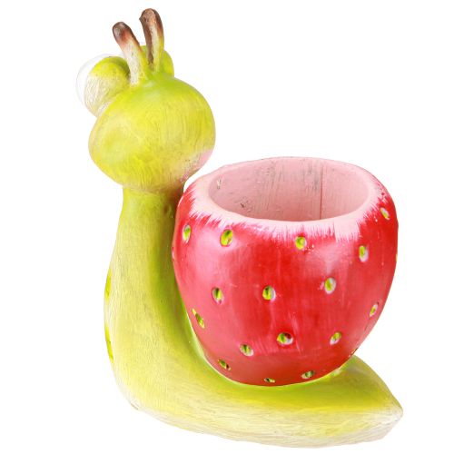 Prodotto Vaso decorativo a forma di lumaca in ceramica verde e rosso fragola 15,5 cm