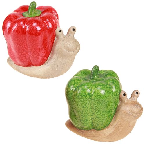 Floristik24 Lumache decorative pepe in ceramica rosso verde H10cm 2 pz