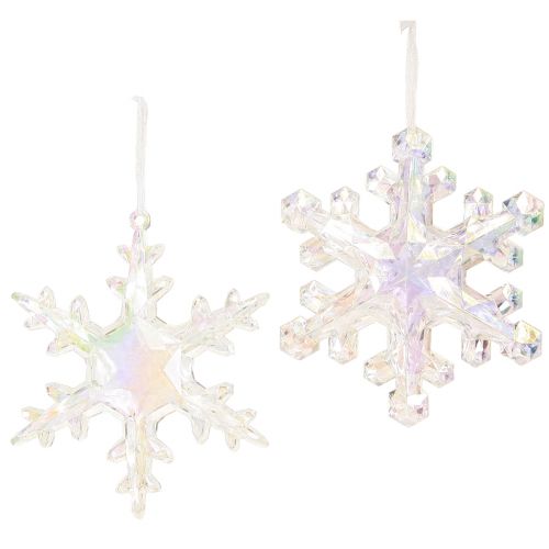 Floristik24 Fiocchi di neve decorativi decorazione invernale iridescente Ø14–15 cm 2 pz