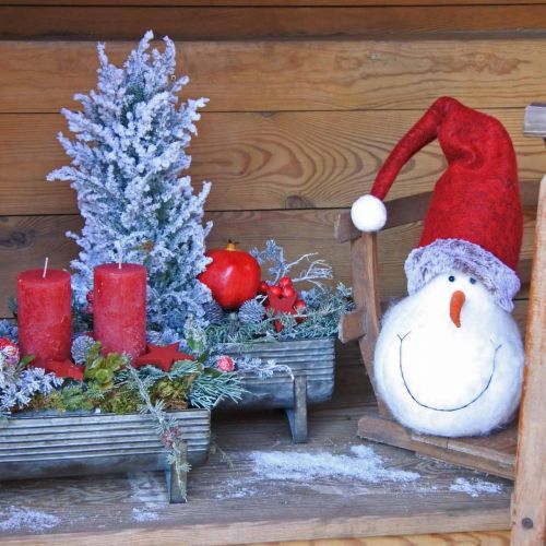 Floristik24 Pupazzo di neve deco con cappello Decorazione dell&#39;Avvento Figura natalizia H38cm