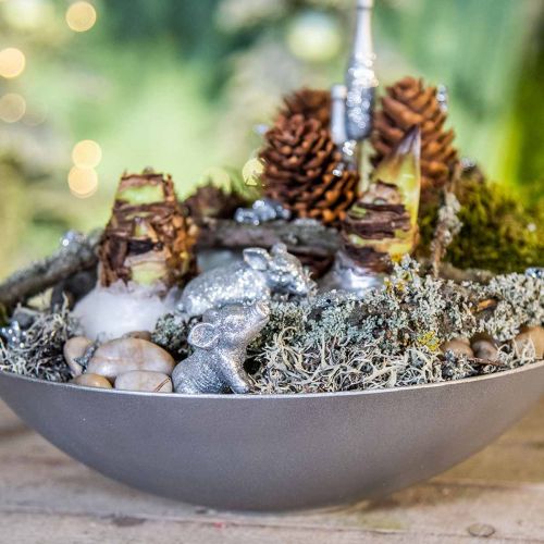 Floristik24 Maiale decorativo Decorazione di Capodanno argento glitter 3,5 cm 2 pezzi