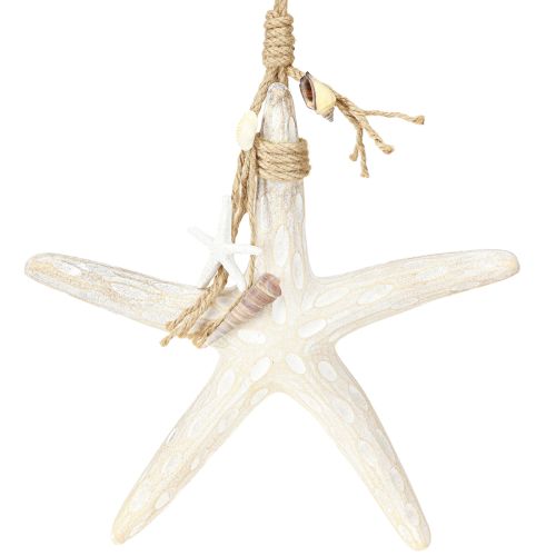 Stella Marina Decorativa da Appendere Decorazione Marittima Legno Bianco 30cm