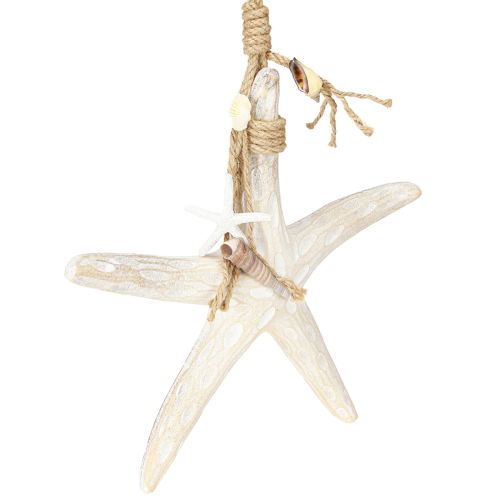 Prodotto Stella Marina Decorativa da Appendere Decorazione Marittima Legno Bianco 30cm