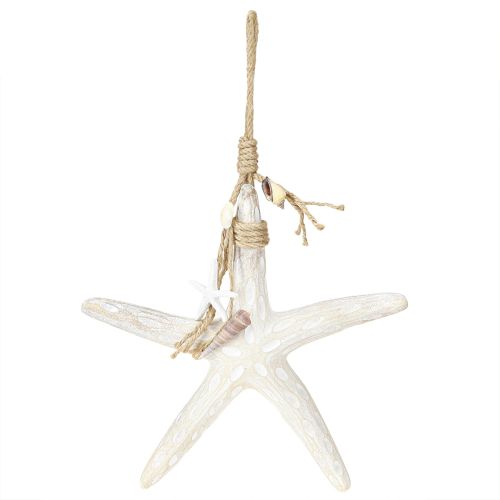 Prodotto Stella Marina Decorativa da Appendere Decorazione Marittima Legno Bianco 30cm