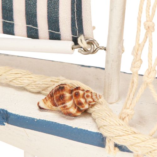 Prodotto Conchiglie decorative in legno per barche a vela bianche e blu L26,5cm H37cm