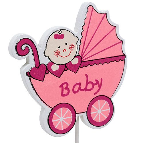 Floristik24 Passeggino con plug decorativo 6 cm rosa, blu 16 pz