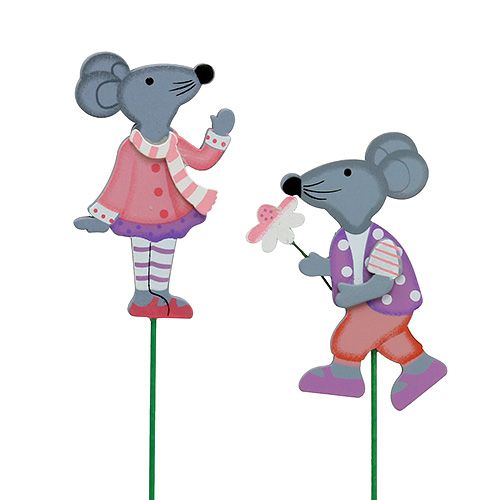 Floristik24 Tappo decorativo mouse con fiore 8,5 cm 14 pezzi