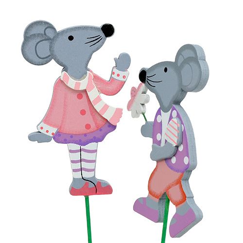 Floristik24 Tappo decorativo mouse con fiore 8,5 cm 14 pezzi