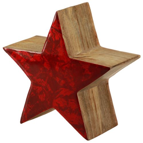 Prodotto Stella decorativa Stella in legno rossa decorazione naturale in legno di mango Ø20cm