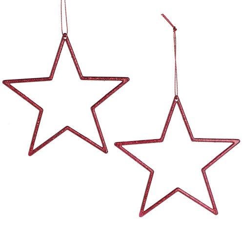 Floristik24 Stella decorativa rossa Decorazioni per albero di Natale glitter Ø12cm 12 pz