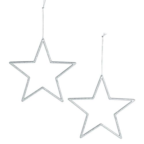 Prodotto Stella decorativa argento Decorazioni per albero di Natale glitter Ø12cm 12 pz